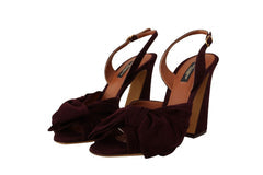 Women's Dark Purple Suede Ankle Strap Sandals Shoes