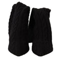 Women's Black Stretch Socks Knee High Booties Shoes Fabric