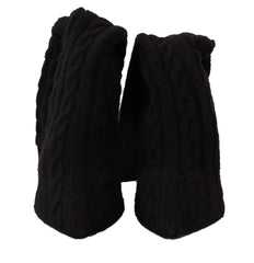Women's Black Stretch Socks Knee High Booties Shoes Fabric