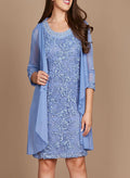 Sheath/Column Square Neckline Sleeveless Lace Knee-Length Mother Of The Bride Dresses With Beading