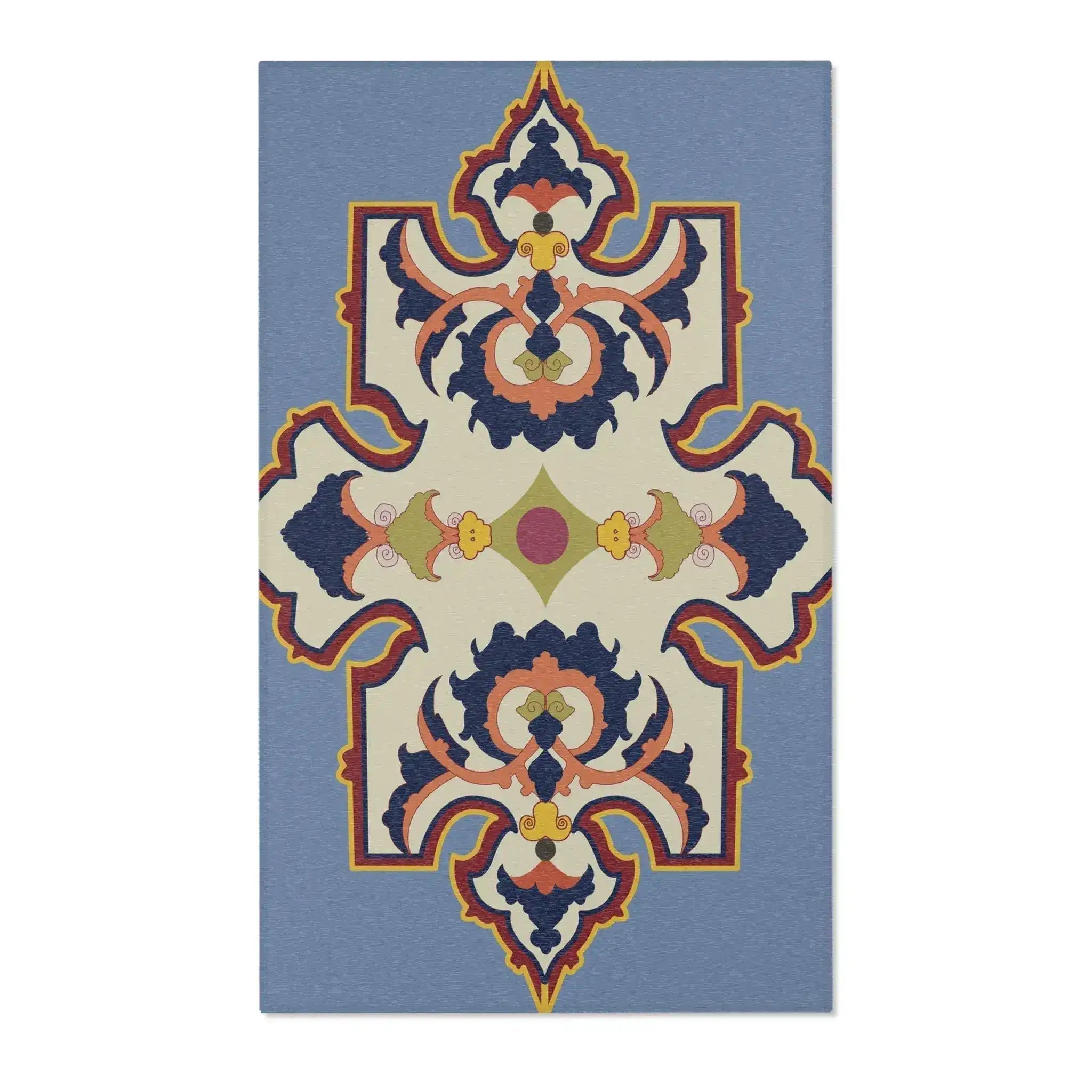 Ornate Medallion Blue Accent Rug