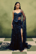 Celeste Plume Corset & Skirt Set With A Drape Dupatta By KYNAH, Luxury Indian Fashion & Bridal Wear