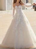 Ball-Gown Lace Long Sleeves Wedding Dresses With Sweetheart