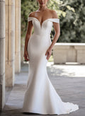 Off-The-Shoulder Trumpet/Mermaid Wedding Dresses With Satin