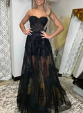 A-Line Sweetheart Lace Sleeveless Prom Dress