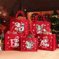 Personalizado lindo muñeco de nieve de dibujos animados Bolsa de yute grande con el nombre y la inicial Fiesta de Regalos de Navidad para Niños Familia Amigos