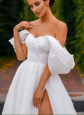 Off-The-Shoulder Boho Wedding Dresses With Romantic Organza