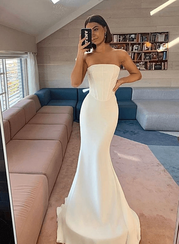 Corset Strapless Mermaid Wedding Dresses