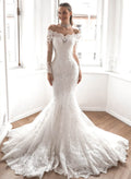 Luxury Lace Long Sleeves Off-the-Shoulder Wedding Dresses