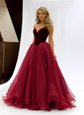 A-Line/Princess Sleeveless Sweetheart Organza Sweep Train Evening Dresses With Pleated