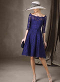 Lace Cap Shoulder A-Line Cocktail Dresses