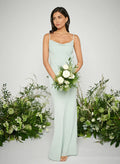 Sheath/Column Cowl Neck Sleeveless Floor-Length Chiffon Bridesmaid Dresses With Back Hole