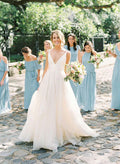A-Line V-neck Sleeveless Elegant Boho Chiffon/Satin Wedding Dresses