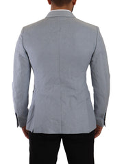 Men's Blue Cotton Linen Slim Fit Jacket Coat Blazer Light Clothing