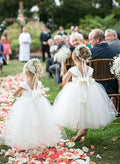Ball-Gown Sweetheart Satin/Tulle Flower Girl Dresses With Bow(s)