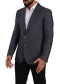 Men's Blue Linen Cotton Jacket Taormina Blazer Flax Clothing