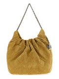 Tory Burch Quilted Suede Hobo Shoulder Bag — Mustard