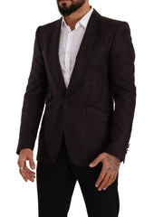 Men's Purple Jacquard Single Breasted Sicilia Blazer Bordeaux Virgin Wool Clothing