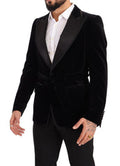Men's Black Velvet Single Breasted One Button Blazer Cotton Clothing