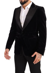 Men's Black Velvet Single Breasted One Button Blazer Cotton Clothing