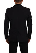 Men's Black Slim Fit Vest 2 Button Martini Blazer Wool Clothing