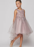 Asymmetrical Tulle Lace Flower Girl Dresses Pageant Dresses With Beading