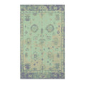 Teal & Cream Vintage Floral Border Accent Rug