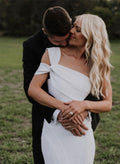 Mermaid Sleeveless Court Train Elastic Satin Wedding Dresses