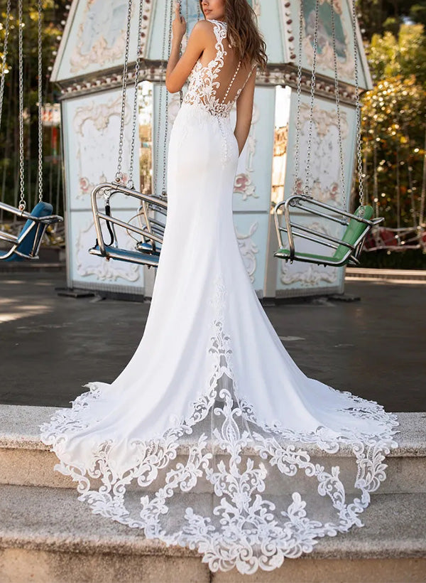 Trumpet/Mermaid Sweetheart Elegant Lace/Elastic Satin Wedding Dresses