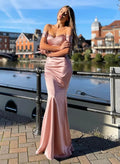 Off-The-Shoulder Trumpet/Mermaid Satin Prom Dresses