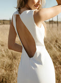 Trumpet/Mermaid Scoop Neck Sleeveless Sweep Train Elastic Satin Wedding Dresses