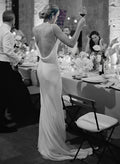 Boho Open Back Spaghetti Straps Slit Wedding Dresses With Silk Like Satin