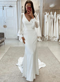 Elegant Long Sleeves Trumpet/Mermaid V-Neck Wedding Dresses