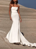 Strapless Trumpet/Mermaid Elastic Satin Wedding Dresses With Court Train