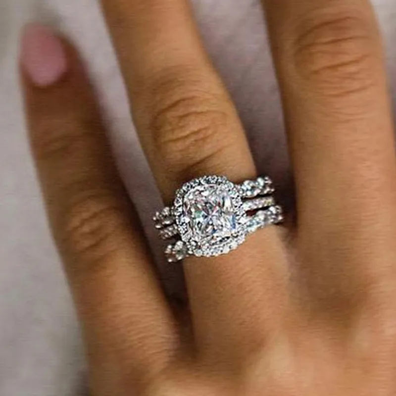 Gorgeous Halo Cushion Cut Women's Wedding Set In Sterling Silver