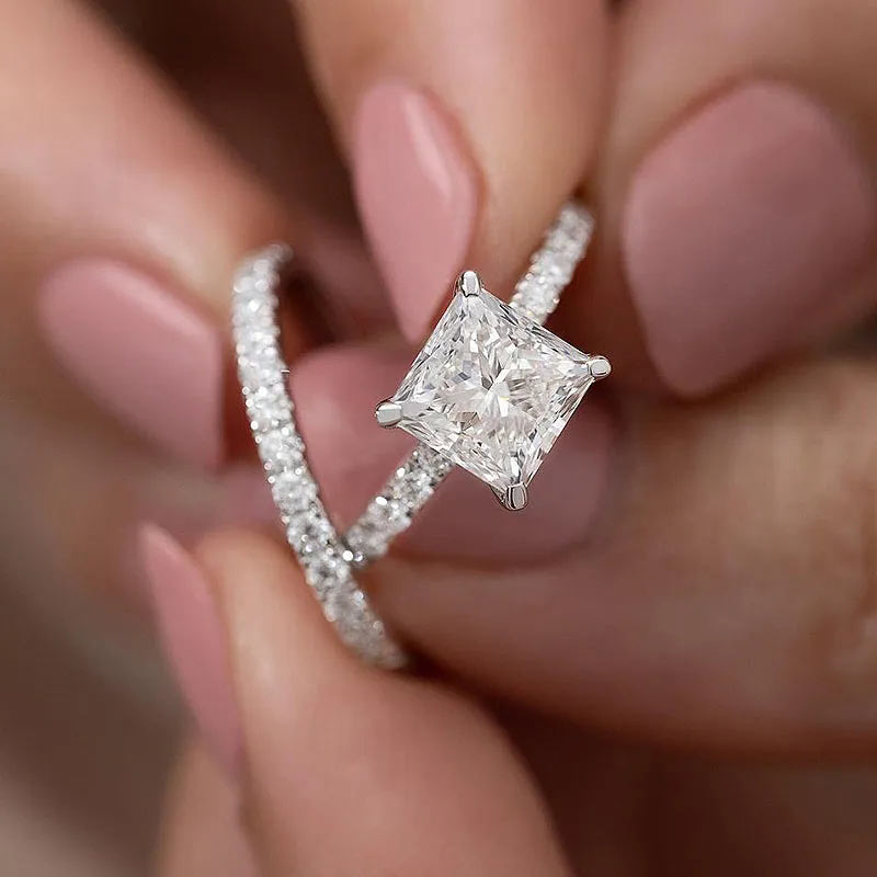 Elegant 1.5 Carat Cushion Cut Wedding Ring Set For Women In Sterling Silver