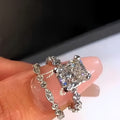 6CT Radiant Cut Moissanite Engagement Rings Sets In Sterling Silver