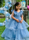 Ball-Gown Scoop Neck Tulle Flower Girl Dresses With Cascading Ruffles