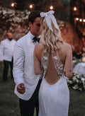 Beach Open Back Lace Mermaid Wedding Dresses