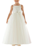 A-Line Square Neckline Sleeveless Satin/Tulle Flower Girl Dresses