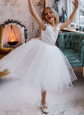 Ball-Gown Scoop Neck Tulle Flower Girl Dresses With Bow(s)/Flower(s)