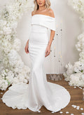 Elegant Trumpet/Mermaid Off-The-Shoulder Elastic Satin Wedding Dresses