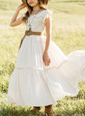 A-Line Scoop Neck Sleeveless Ankle-Length Chiffon/Lace Flower Girl Dresses