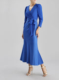 Elegant V-Neck 3/4 Sleeves Tea-Length Satin Mother Of The Bride Dresses
