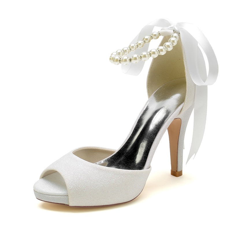 Glitter High Heel Wedding Shoes With Platform