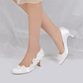 Elegant Silk Like Satin Closed Toe Wedding Shoes For Women