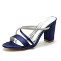 Cross Strap Block Heel Wedding Shoes With Rhinestone