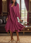 Two Piece A-Line Cocktail Dresses With Elegant V Neck Wrap