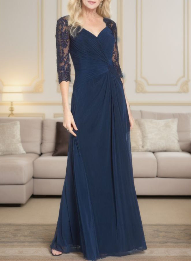 Sweetheart 3/4 Sleeves Chiffon/Lace Mother Of The Bride Dresses