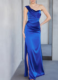 Royal Blue One-Shoulder Sheath/Column Evening Dresses